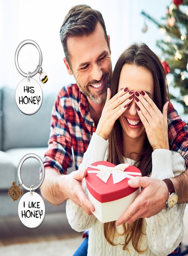 PLwelth Honey Keychain Set for Couples Cute Bear Keychain Charm Accessories for Boyfriend Girlfriend Husband Wife Car Keys Backpack Personalized Gifts for Her Him Valentine’s Day Birthday Christmas - Image 3